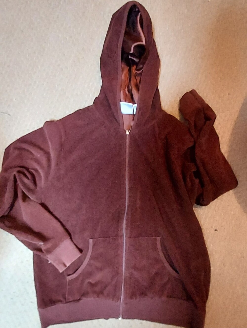 Jason Maxwell Chocolate Brown Corduroy Full Zipper Hoodie Large Autumn Classic